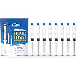 Eight 8 Huge 10mL Syringes SenAllis Cosmetics Teeth Whitening Gel, 80mL 35% Gel Syringes, Fast & More Effective Than Teeth Whitening Strips, Refills Gel Compatible with Most Teeth Whitening Kits