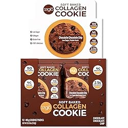321glo Collagen Protein Cookies, Soft-Baked Cookies, Low Carb and Keto Friendly Treats for Women, Men, and Kids Chocolate Chocolate Chip 1.69 Ounce Pack of 12
