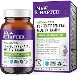 New Chapter Perfect Prenatal Vitamins,192ct, Organic Prenatal Vitamins, Non-GMO Ingredients for Healthy Baby & Mom - Folate Methylfolate, Iron, Vitamin D3, Fermented with Whole Foods and Probiotics
