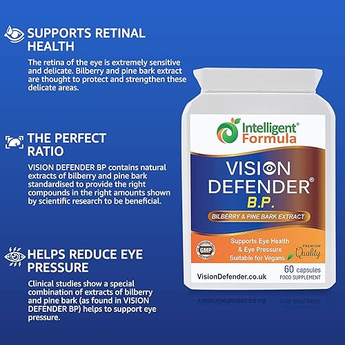 Bilberry & Pine Bark Extract Supplement: VISION DEFENDER BP – Natural Powerful Antioxidants Anthocyanins and Procyanidins Work in Synergy for Eye Pressure and Eye Health Support 60 Vegan Capsules