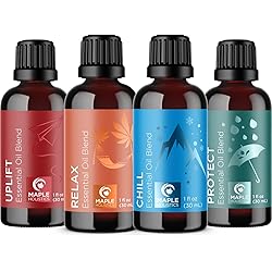 Maple Holistics Essential Oils Set - Relax Chill Uplift and Protect Relaxing Essential Oils for Diffusers for Home with Citrus and Mint Essential Oils