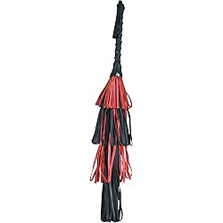 Real Leather Premium Quality Fountain Flogger, Bull Whip, Cat of Nine Tails, Genuine Leather, 24 red and Black with Lamb Leather Handle