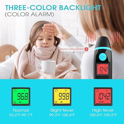 Forehead Thermometer for Adults, 4 in 1 Ear Thermometer for Kids, No Touch Baby Thermometer, Digital Thermometer with Fever Alarm and Object Measurement - Fast, Reliable and Accurate