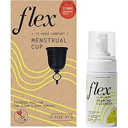 Flex Cup Starter Kit Slim Fit - Size 01 Bundle | Reusable Menstrual Cup 2 Free Menstrual Discs Foaming Cup Wash