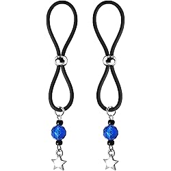 Bijoux De Nip Nipple Halos Star Charm Blue & Black Beads Silicone Band, 1.5 Ounce
