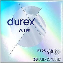 Durex Air Condoms Extra Thin Condoms, Regular Fit, Natural Rubber Latex Condoms for Men, FSA & HSA Eligible, 36 Count, Package May Vary