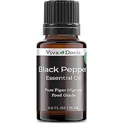Viva Doria 100% Pure Black Pepper Essential Oil, Undiluted, Food Grade, 15 mL 0.5 Fluid Ounce Natural Aromatherapy Oil