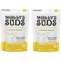 Molly's Suds Natural Oxygen Whitener | Natural Bleach Alternative, Plant-Derived Ingredients | Whitens Brights and Brightens Colors Pure Lemon Essential Oil - 162 oz Total 2 Pack