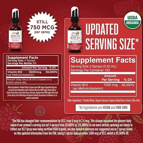 Vitamin B12 Spray & Elderberry Gummies for Immune Support Cherry Bundle by MaryRuth's | Organic Liquid Spray for Nerve Function & Energy Boost | Organic Ingredients for Adults & Kids with Echinacea