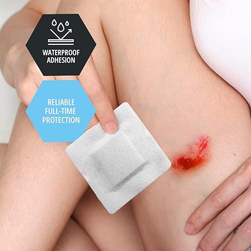 Medpride 6'' X 6'' Foam Wound Dressing 10-Count Sterile, Waterproof Silicone Adhesive Border | Home or Emergency Healing Support | Partial or Shallow Drainage Coverage | Gentle