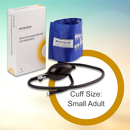 McKesson LUMEON Blood Pressure Cuff and Bulb, Royal Blue, Adult Small, 19 cm to 27 cm, 1 Count