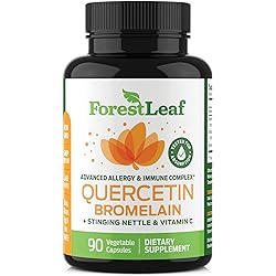 Forest Leaf - Quercetin 500mg - Quercetin with Bromelain, Vitamin C & Sting Nettle 90 Veggie Capsules - Advanced Natural Allergy Health Anti Histamine - Immune, Cardiovascular & Respiratory Support
