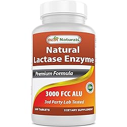 Best Naturals Fast Acting Lactase Enzyme Tablet, 3000 Fcc Alu, 180 Count 859375002900