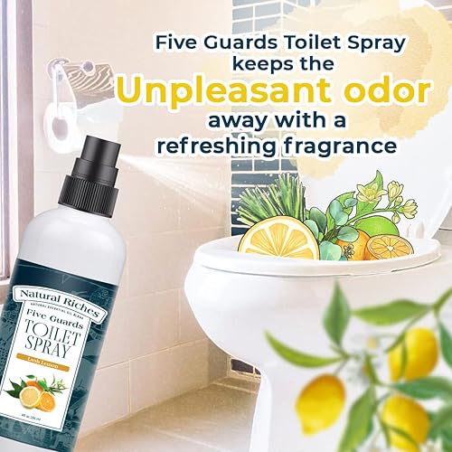 Natural Riches Toilet Spray 8 fl oz - Bathroom Air Freshener with Original Citrus scent for Laundry, Nursery, Trash can & Shoes Neutralize bad Odors in Travel Essential Oil Poop spray with all citrus blends