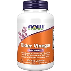 NOW Supplements, Cider Vinegar, with Grapefruit, Lecithin, B-6, Chromium, Kelp & Glucomannan from Konjac Root, 180 Veg Capsules
