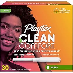 Playtex Clean Comfort Organic Tampons, Super Absorbency, 30ct