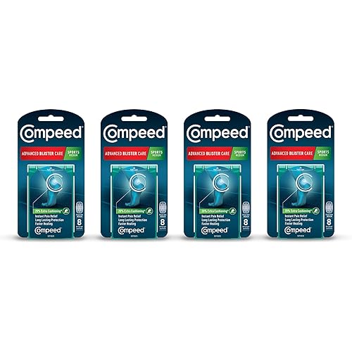 Compeed Advanced Blister Care Hydrocolloid Bandages Cushions 8 Count Sports Medium 5 Packs Heel Blister Patches, Blister on Foot, Blister Prevention & Treatment Help