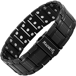 MagnetRX® 3X Strength Titanium Magnetic Bracelet – Arthritis and Carpal Tunnel Pain Relief Magnetic Therapy Bracelets for Men – Premium Fold-Over Clasp & Adjustable Length with Sizing Tool Black