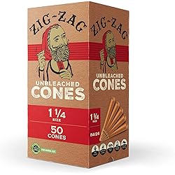 ZIG-ZAG 1 ¼ Rolling Papers Pre Rolled Cones 50-75-100 Pack - Natural Unbleached Bulk Cones with Tips - Prerolled Rolling Paper Cone Pack - Pre Roll Cones for Filling - Easy to Use and Convenient 50