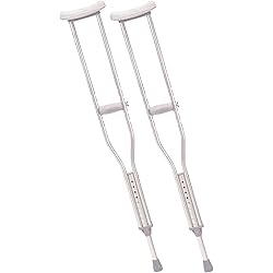 Drive Medical Aluminum Crutch with Comfortable Underarm Pad and Handgrip, Gray, Tall Adult