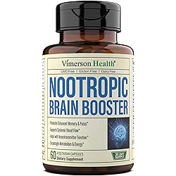Nootropic Brain Booster with Copper. Memory, Mind, Focus. Promotes Concentration, Cognition and Mental Performance. Boosts Metabolism and Energy. Non-GMO Supplement with GABA, DMAE, Bacopa, Vitamins