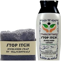 TRASCENTUALS Stop Itch Combo Pack Jewelweed Lotion and Soap for Natural Itch Relief from Insect Bites Poison Ivy or Dry Skin Made with Juniper Berry Essential Oil