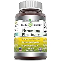 Amazing Nutrition Chromium Picolinate Supplement – Healthy Metabolism - 1000 mcg Pills - 120 Tablets Non-GMO, Gluten Free