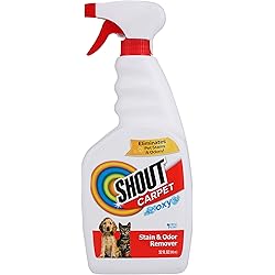 Shout Carpet Stain Remover And Odor Eliminator Spray | Completely Removes Tough Urine Stains & Prevents Pet from Remarking | Safe for Kids & Pets | Fresh Scent, 32 Oz