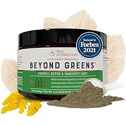 Beyond Greens Concentrated Superfood Powder - Matcha Flavor w Chlorella, Echinacea, Probiotics for Immune Support & Energy | by LiveWell - 30 Servings
