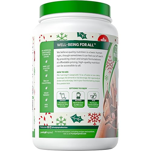 Purely Inspired Plant Based Organic Protein Powder, Vegan for Women & Men, 22 g Per Serving, Pea, Peppermint Mocha, Limited Edition, 17 Servings, 24 Oz