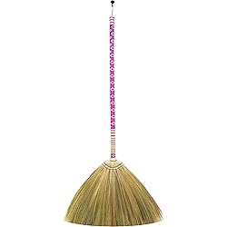 Asian Broom for Cleaning Floor ,Natural Kong Grass Broom,Vintage Retro,Broom Undecorated Wedding Jumping,Thai Broom for Indoor and Outdoor Use - Soft, Large, Wide for Sweeping Garbage Dust