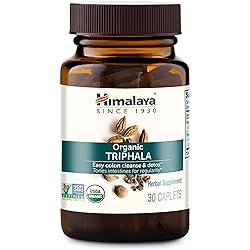 Himalaya Organic Triphala, Colon Cleanse & Digestive Supplement for Occasional Constipation, 688 mg, 30 Caplets, 1 Month Supply