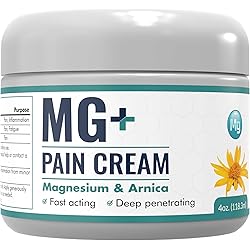 Mars Wellness MG Pain Cream - Extra Strength Magnesium and Arnica Cream - 4 OZ Tub - Sore Legs and Joints, Leg Cramps, Sports and Arthritis Pain Rub
