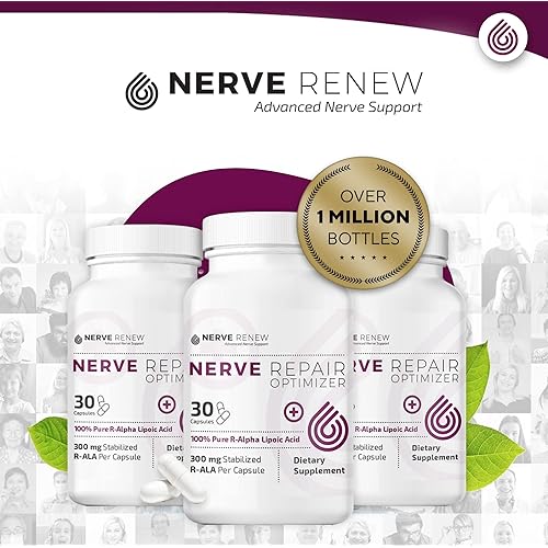 Nerve Renew Nerve Repair Optimizer - Dietary Supplement - 30 Capsules - 300 mg Stabilized R-Alpha Lipoic Acid per Capsule for Natural Nerve Discomfort Support - Fast Absorption - Safe and All Natural
