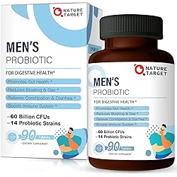 Probiotics for Men with Men Care Supplement - 60 Billion CFUs & 14 Strains Dr. Formulated Prebiotics & Probiotics for Men's Digestive and Immune Health, Shelf Stable, Gluten & Soy Free 90 Tablets