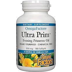 Omega Factors by Natural Factors, Ultra Prim Evening Primrose Oil, 500 mg, 180 Softgels