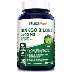 Ginkgo Biloba Extract 2400 mg Per Veggie Caps 200 Capsules Vegetarian,Non-GMO, Gluten Free & Extract 10:1
