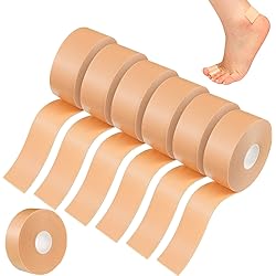 6 Rolls Moleskin Tape Adhesive Pads Blister Prevention Tape Anti-wear Heel Pads Foam Tape Waterproof Bandages Patches for Pointe Shoes Hand Foot Heel Toe Protector Pads Prevention Skin Feet Chafing