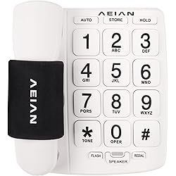 Landline Telephone - Big Button Corded Phone for Seniors - One-Touch Dialing, Loud Amplified Ringer, Non-Slip Grip - Ideal for Visually and Hearing Impaired - Easy-to-Use