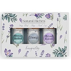 Natural Riches Tranquility Serenity Essential Oil Blends Set with Calm, Sleep, Head Easy Essential Oils 3 x 10 ml