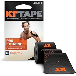 KT Tape, PRO Extreme Synthetic Kinesiology Athletic Tape, 20 Count, 10” Precut Strips