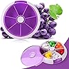 Creative Portable Mini 7 Day Weekly Circular Shape Rotary Cute Fruit Style Pill Storage Case Box Purple
