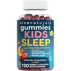 Melatonin Gummies for Kids 120 Vegan Gummies, Delicious Strawberry Flavor - Natural Sleep Aid to Promote Restful Sleep, Non Habit Forming Kids Melatonin Gummy 1mg