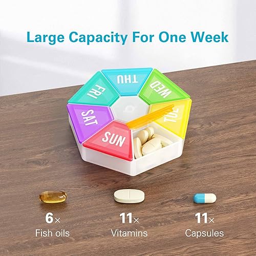 7 Day Pill Organizer, Barhon 2 Pack Large Weekly Pill Box Cases, Portable Daily Vitamin Container for Medicine Supplements Fish Oil Clear