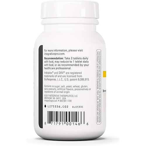 Integrative Therapeutics Indolplex with DIM - Bioavailable Diindolylmethane - Supports Healthy Estrogen Metabolism - Contains Calcium - Gluten Free - Dairy Free - Vegan - 60 Tablets