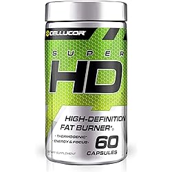 CELLUCOR SuperHD Thermogenic for Men & Women - Body Support, Improve Focus, Increase Energy - Premium Acetyl L-Carnitine, Green Tea Extract, Capsimax Cayenne Pepper, More - 60 Diet Pills