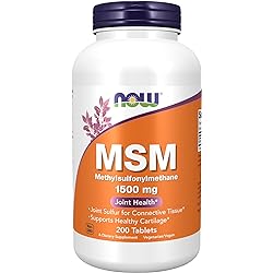 NOW Supplements, MSM Methylsulfonylmethane 1,500 mg, Supports Healthy Cartilage, Joint Health, 200 Tablets