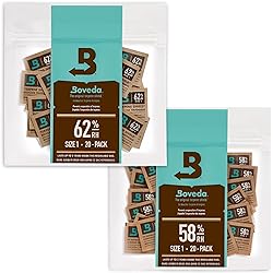 Boveda Supply Starter Kit - RH 2-Way Humidity Control – All In One Humidity Control - Keep Items Fresh - Contains: 58% & 62% Humidity Packs – For Glass & Humidor – Size 1 - 20 Count Resealable Bag