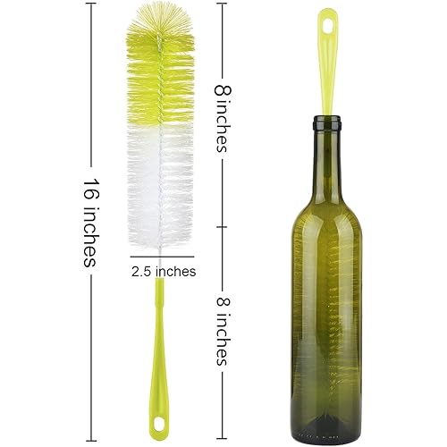 ALINK 16” Long Bottle Brush Cleaner for Washing WineBeerSport WellThermosGlass and Long Narrow Neck Sport Bottles