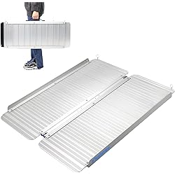 Ruedamann Aluminum Folding Threshold Ramp, 600 Pound Capacity, Anti-Skid Pad, Webbing Handle, Anti-Collision Mute Pad for Wheelchairs, Steps, Stairs, Curbs, Doorways 28.7 Inch Wide, 3 FT, Pack of 1